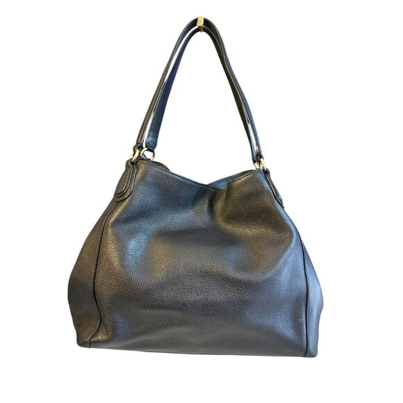 Coach Edie Shoulder Bag Black Leather w/ dust bag & care card - Picture 4 of 15